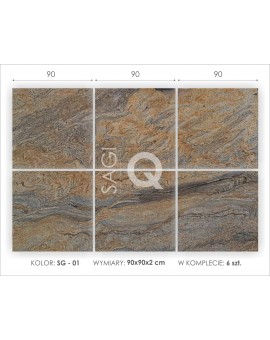 Formatted granite slab 90x90x2 cm